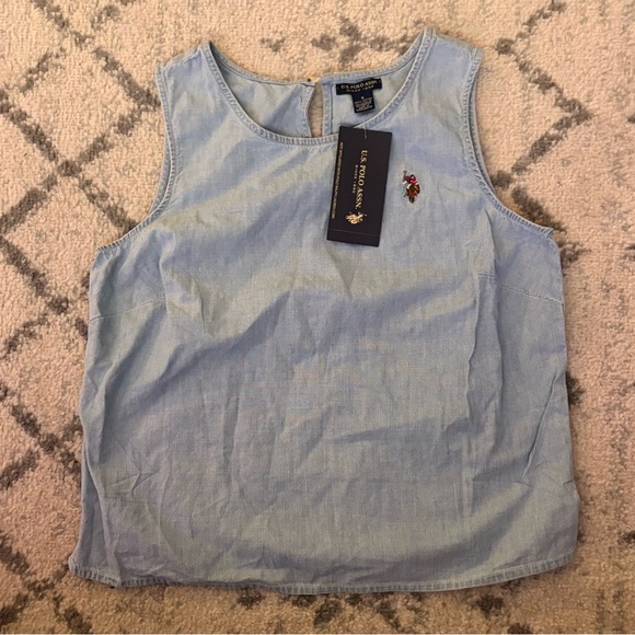 U.S. Polo Assn. Tops - U.S. Polo Assn Sleeveless Keyhole Back Crop Top Chambray Blue Size S NWT